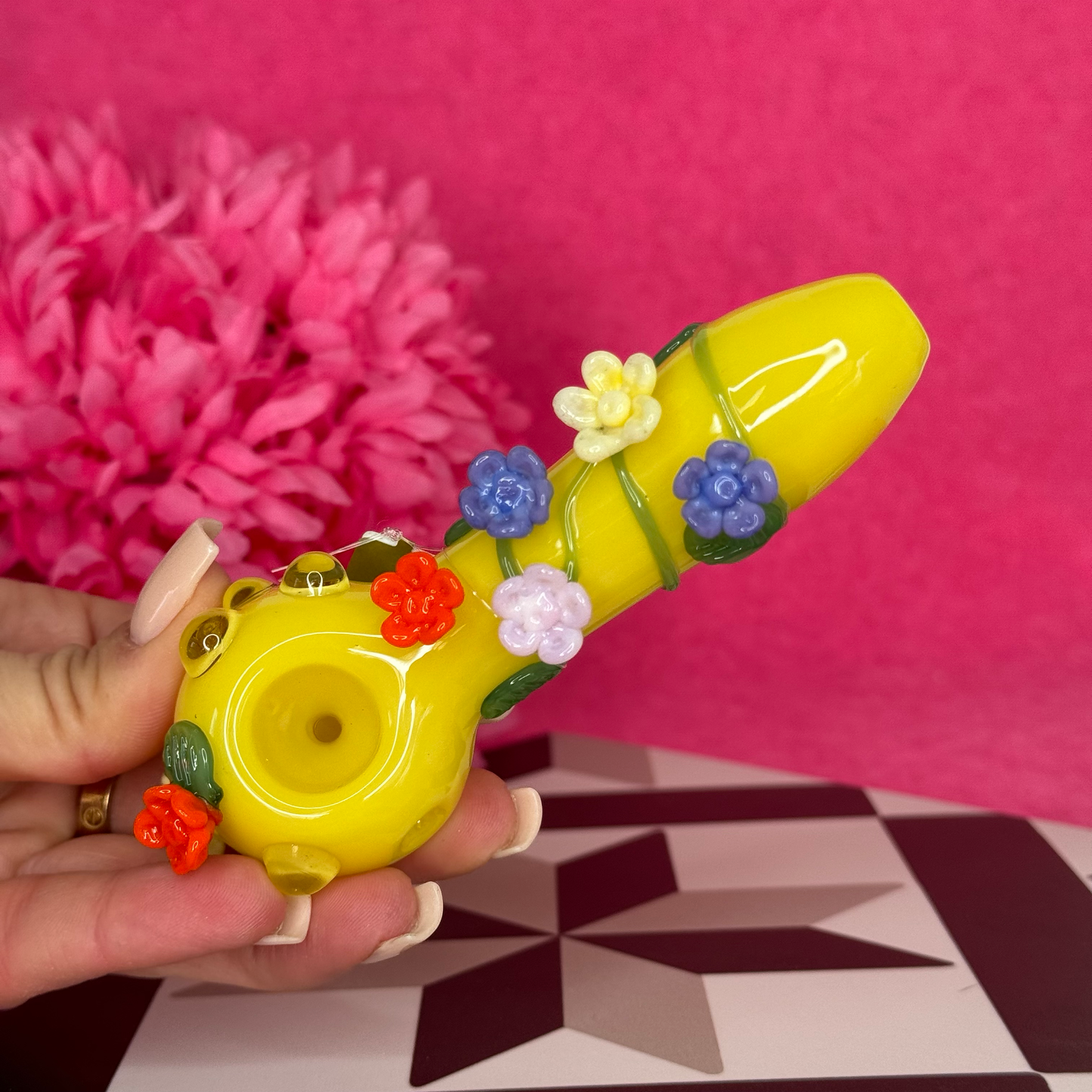 FLOWER POWER GLASPFEIFE EMIRE GLASSWORKS